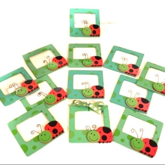 Ladybug Wood Craft Frames set of 12 NEW Multi Use Open Back 3 inches - Picture 3 of 8